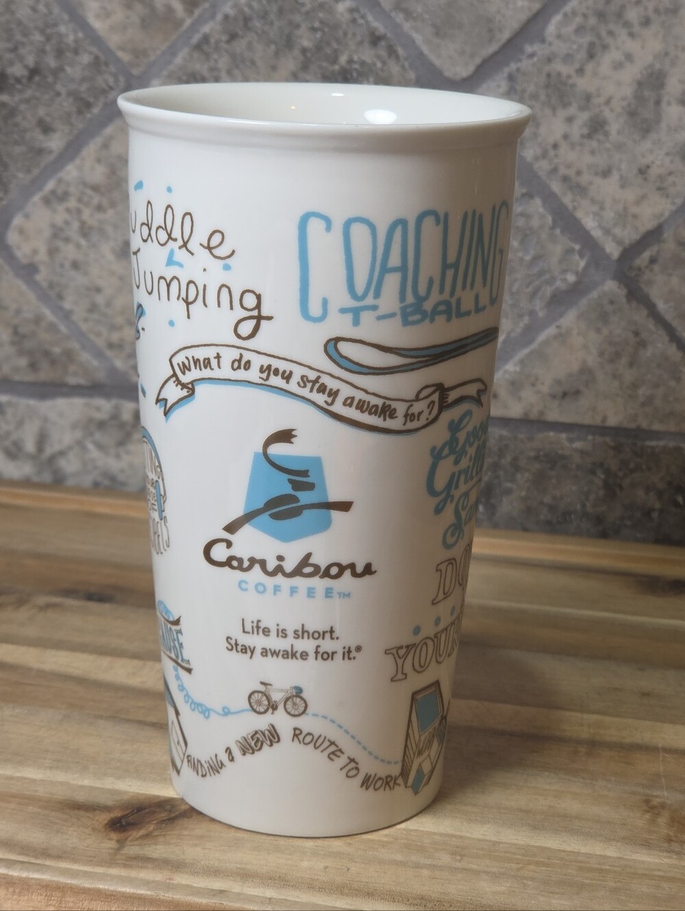 Caribou Double Walled Tumbler 2011 Life Is Short. Stay Awake 16oz Cup